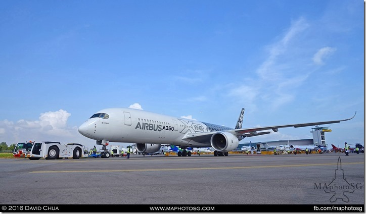 Airbus A350 towed out for aerial display