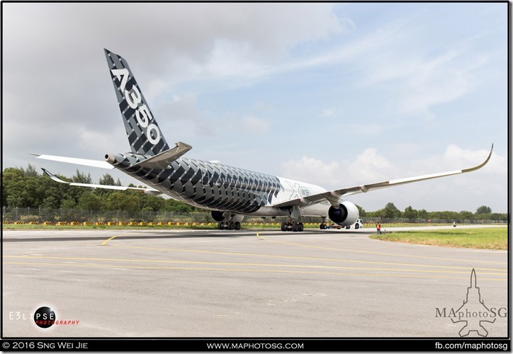 Airbus A350 towed out for aerial display