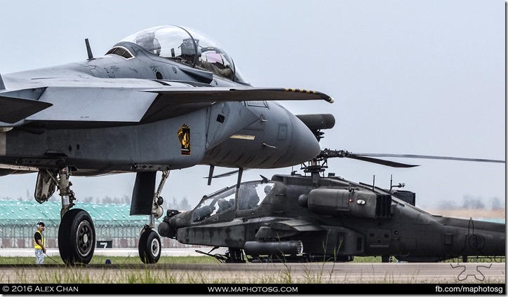 Aerial Display F-15SG and AH-64D Preparing for take off