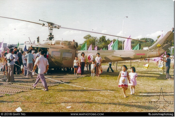 Bell UH-1H Iroquois on static display, SAF Display, West Coast Park, July 1980