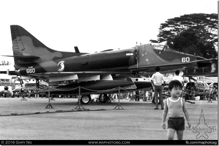 McDonnell Douglas A-4S Skyhawk static display, SAF Display, Changi Air Base, June 1974