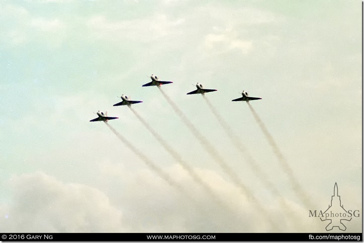 Black Knights in their A-4U Skyhawks, SAF Military Tattoo, National Stadium, June 1990