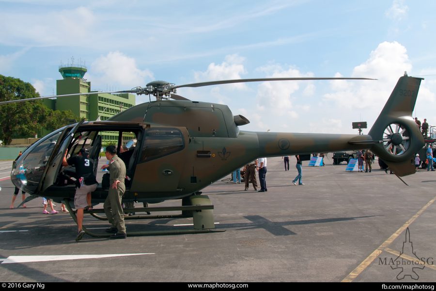 An Eurocopter EC120B Colibri on static display, RSAF Open House, Paya Lebar Airbase, August 2008