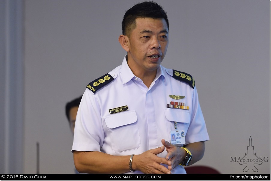 Colonel Randy Ong, Commanding Officer Paya Lebar Airbase, giving the welcome address to the group