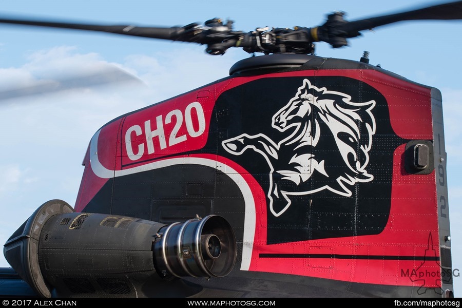 RSAF Chinook: Special tailflash commemorating 20 years of Chinook operations on aircraft 192