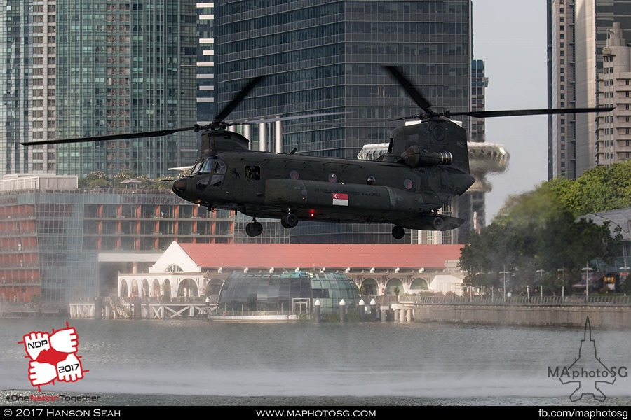 CH-47D Chinook prepares for deployment during NDP 2017 rehearsal on 6 June 2017