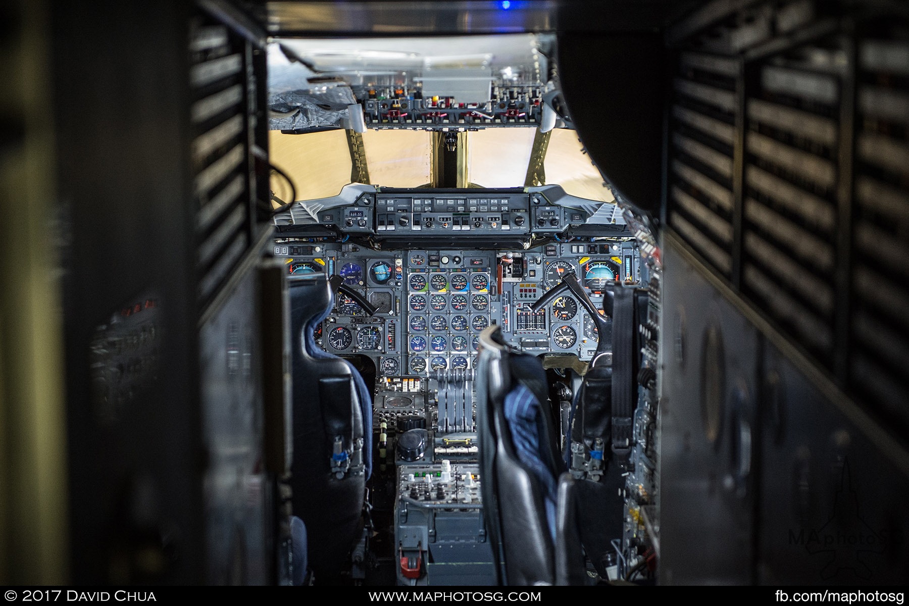 25. Cockpit of one of the Concordes in the Paris Air Show’s Concorde Hall which hosts the Paris Air Lab exhibitions under the wings of two Concordes.