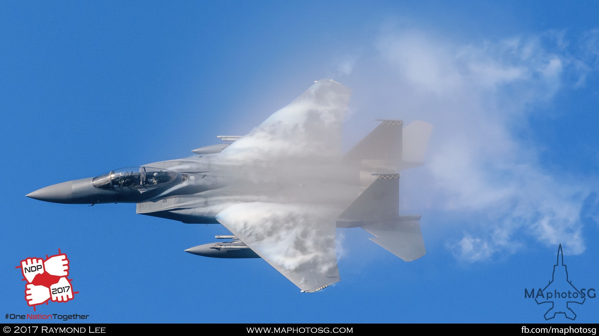 6. Massive vapour trails form on the wings of a F-15SG as it performs a 360 degree high-g turn.