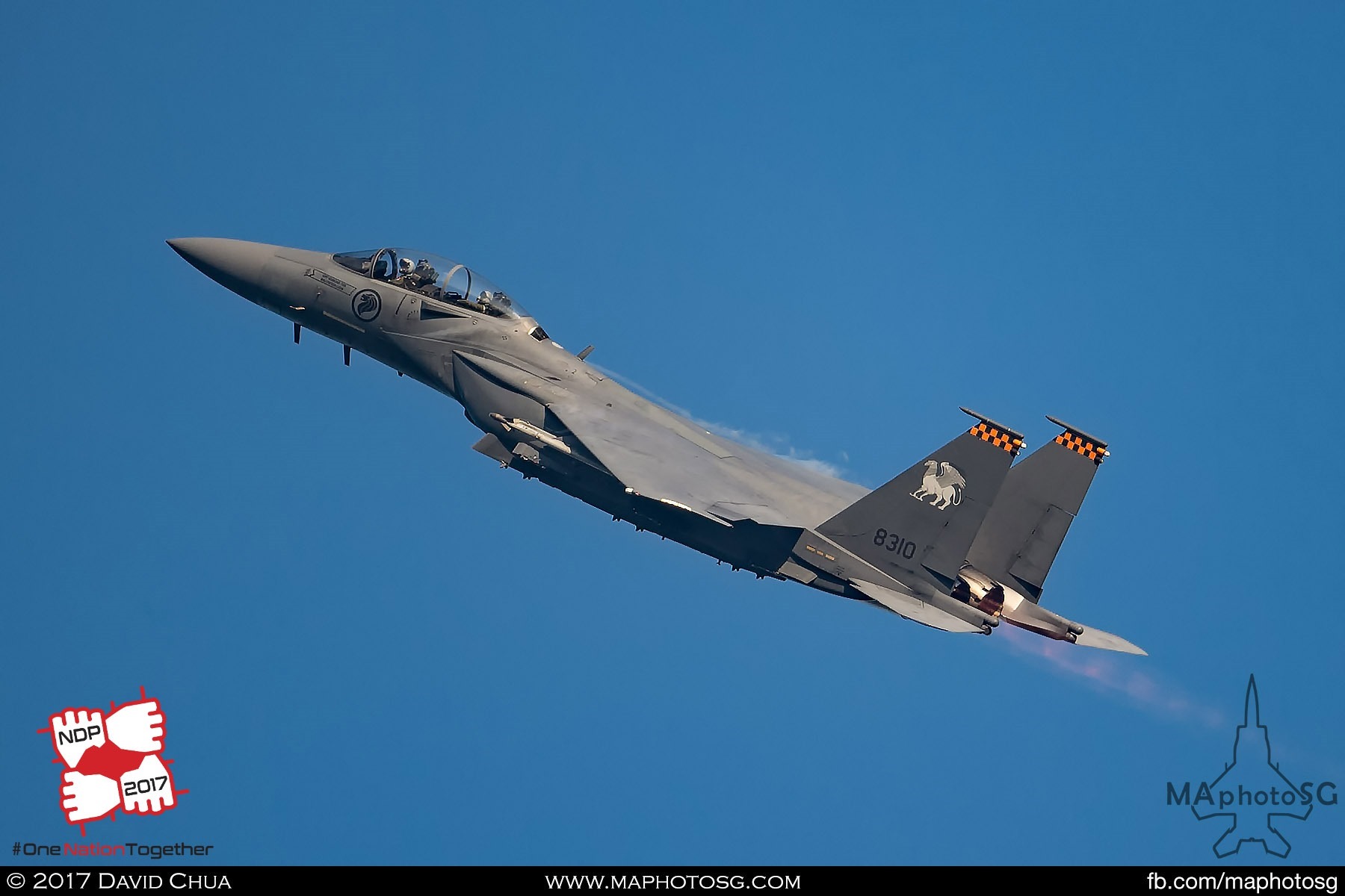 7. A F-15SG Strike Eagle from 142 Squadron exits the show in full afterburners after it’s performance.