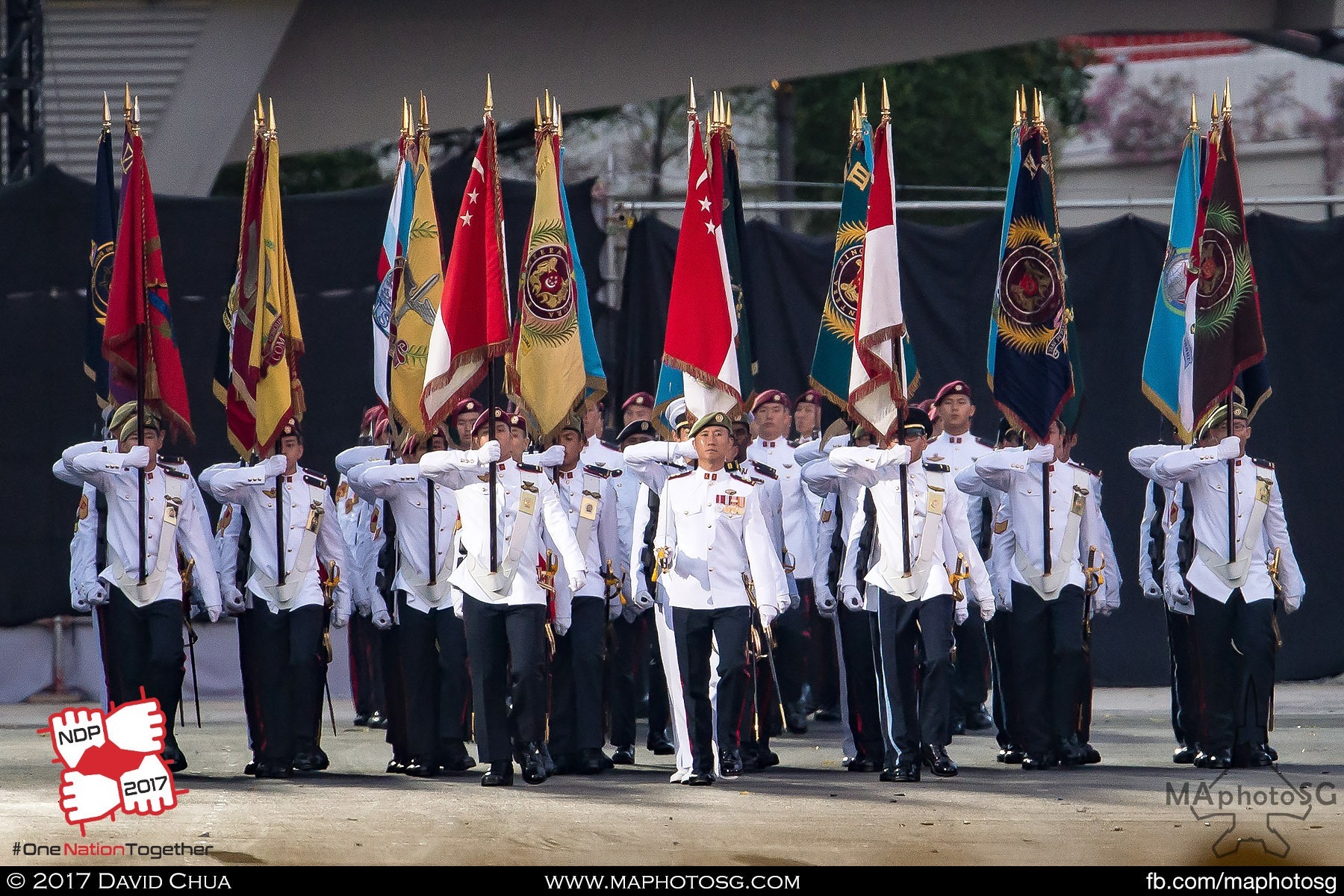 31. Parade Commander LTC (NS) Lim Wee Tee leads the Colours Party and Guard of Honor contingents comprising of the Army, Navy, Air Force and Police