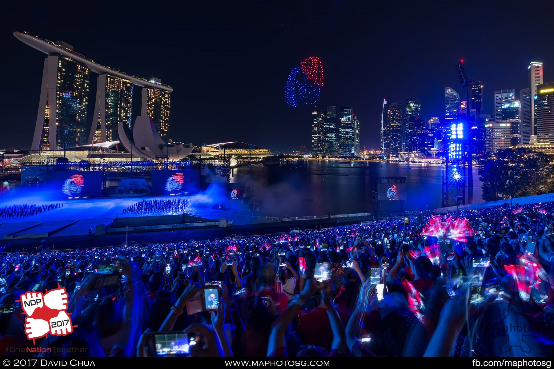 36. Merlion floating in the air performed by 300 unmanned drones controlled from a single computer, using specialised software that lets the team create formations ahead of the show. 