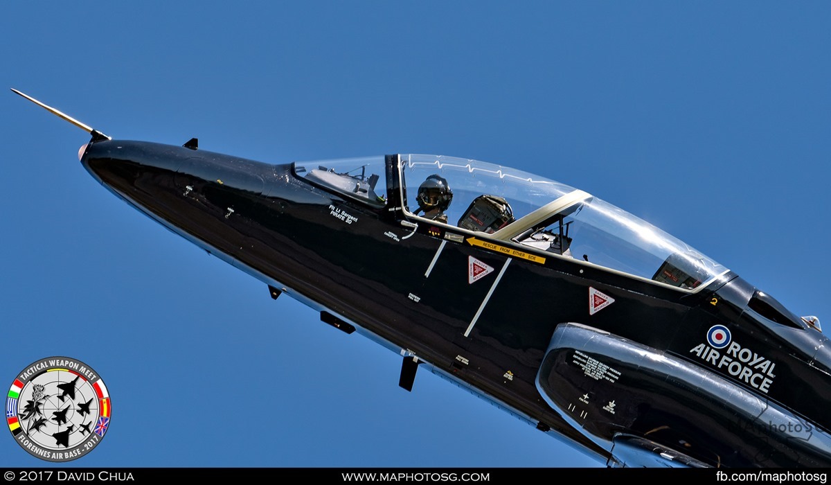 7. Close up of the cockpit of Royal Air Force Hawk T1 (XX346) from No 100 Squadron.