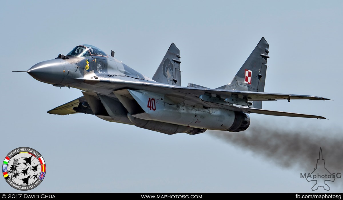 11. Polish Air Force MIG-29 Fulcrum (40) make a low pass over the airfield.