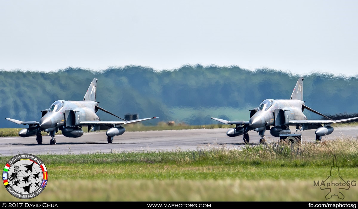 38. The pair of Hellenic Air Force F-4E Phantom IIs from 338 Mira prepares for take off.