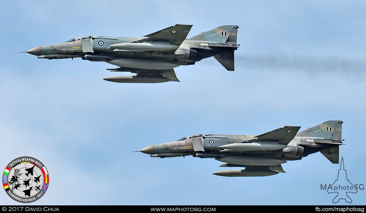 40. The pair of Hellenic Air Force F-4E Phantom IIs (01512 and 01534) from 338 Mira prepares performs a formation fly pass.