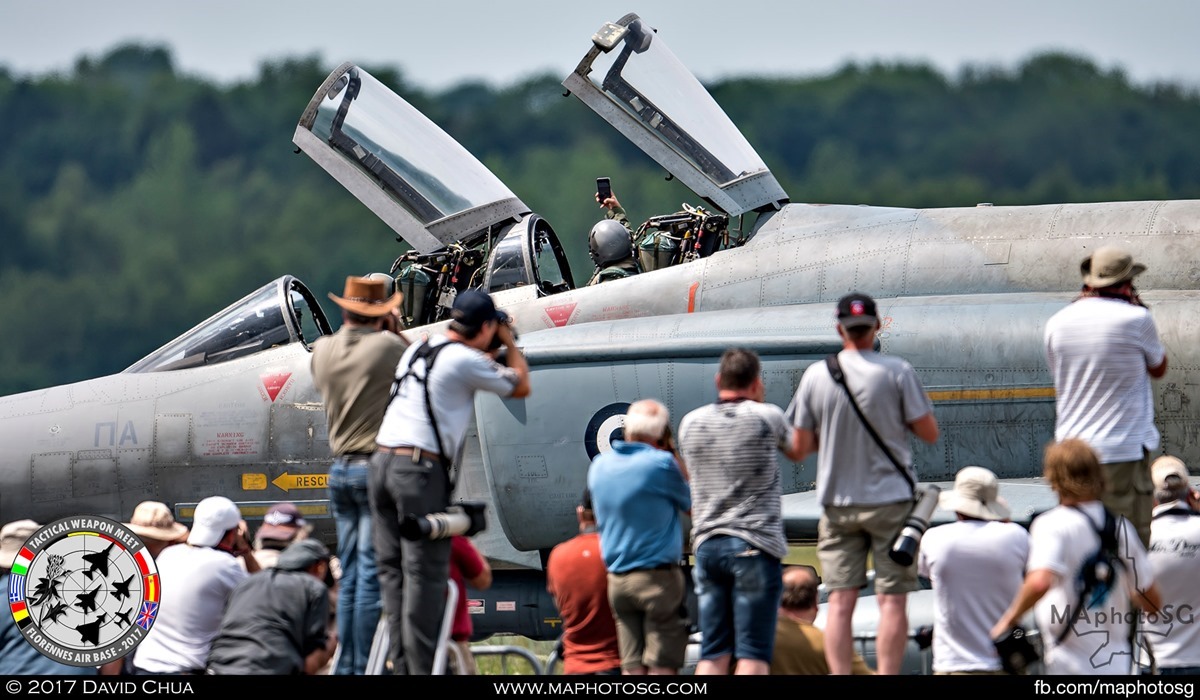 41. Crew of the Hellenic Air Force F-4E Phantom II takes a welfie with the photographers.