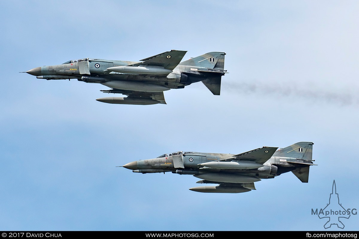 Both F-4E Phantom IIs of the Hellenic Air Force 338 MIRA participating in the Tactical Weapon Meet 2017