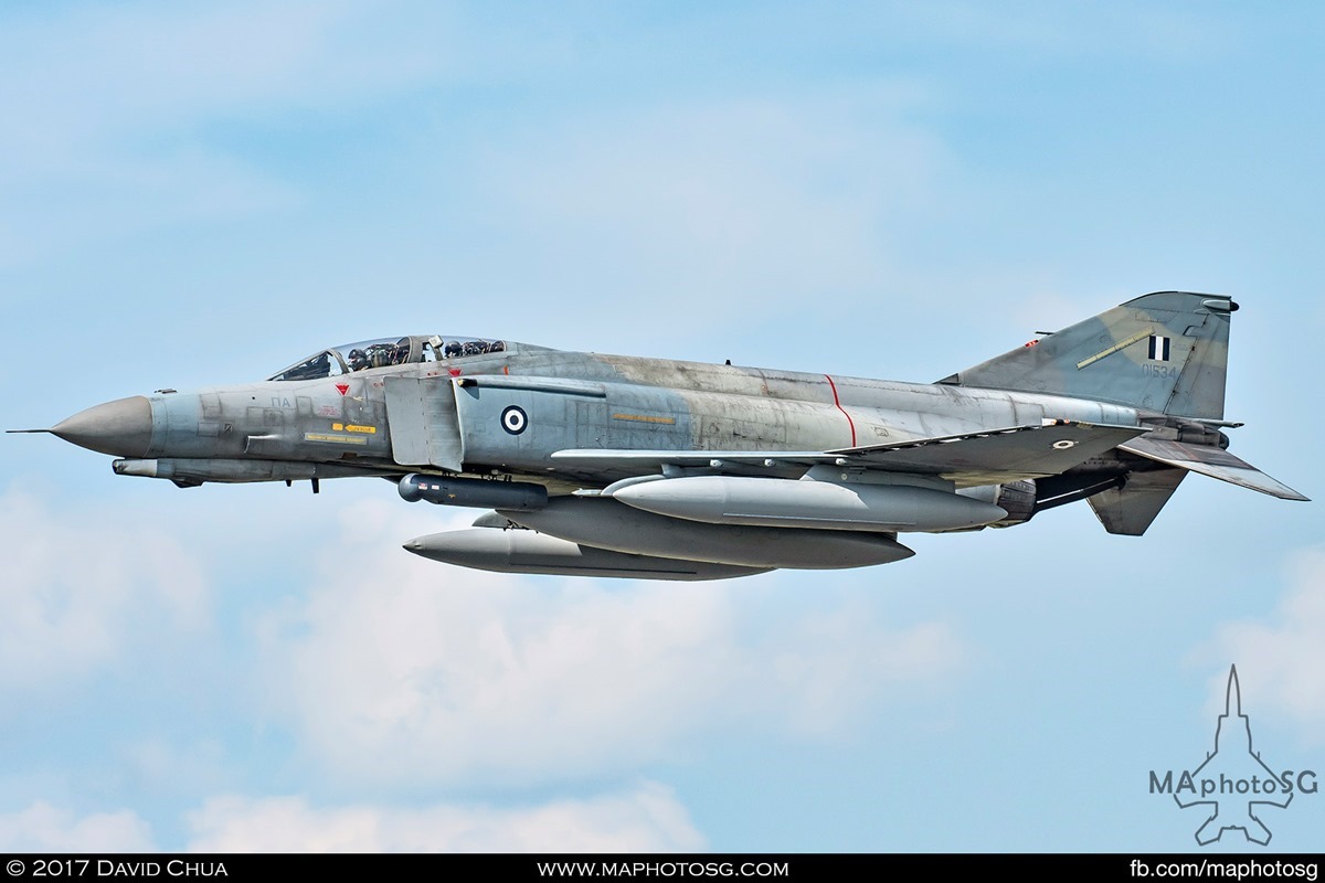 Side profile view of Hellenic Air Force 338 MIRA F-4E Phantom II (01534)