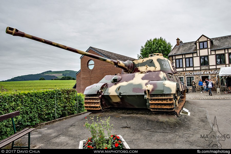 King Tiger 213 display at the entrance of the December 44 Museum