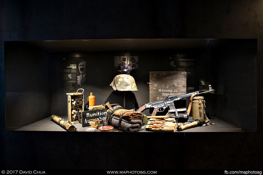 Display of SS Panzergrenadier equipment used during the period. Note the MP44 which can be consodered as the first assault rifle in the world