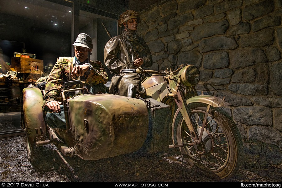 Diorama of German Paratroopers on Motorcycle and Sidecar