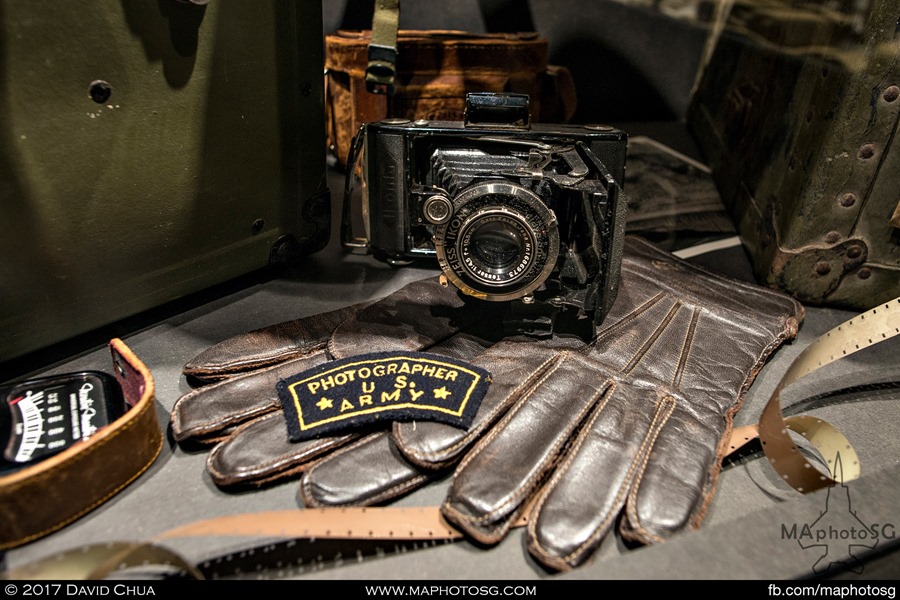 One of the many cameras on display used by a US Army photographer