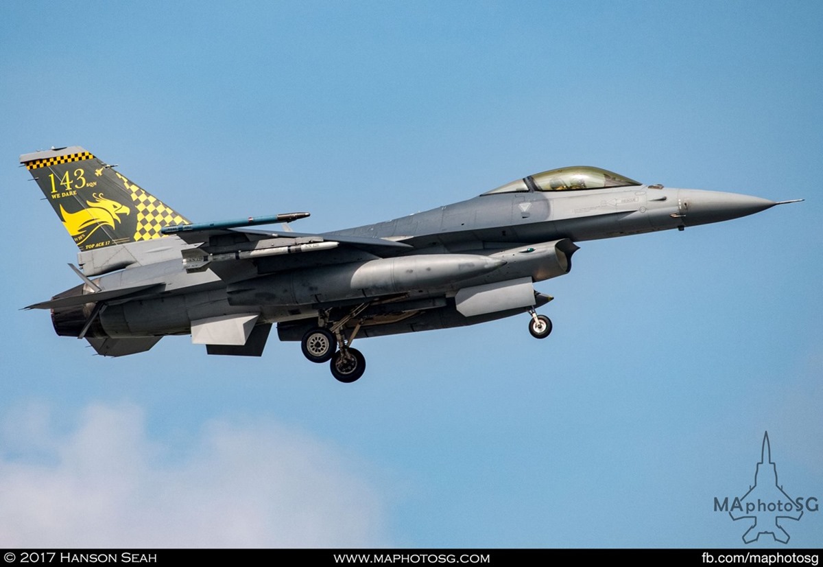 RSAF F-16C Viper from 143SQN "Phoenix" sporting Top Ace challenge tail flash.