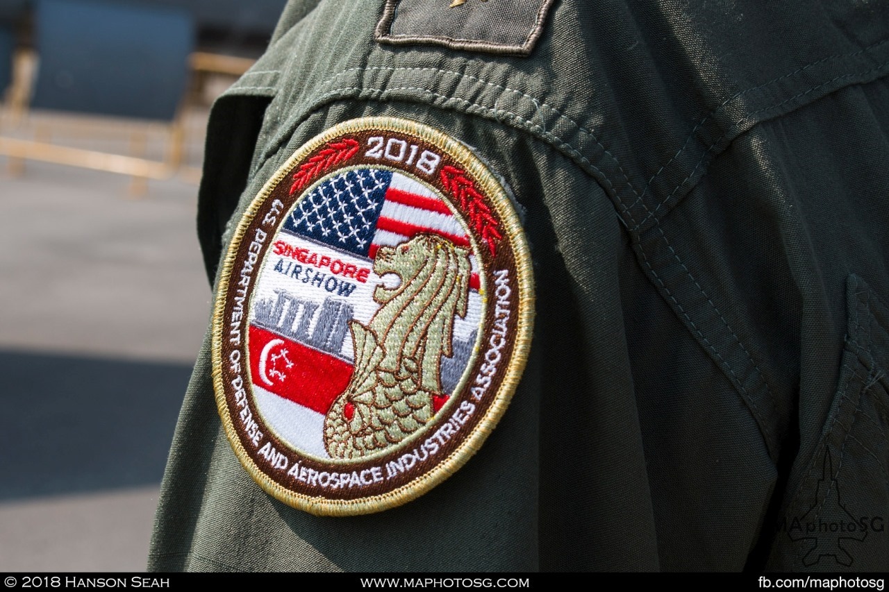 Special Singapore Airshow 2018 patch worn by the crews of USAF at static display area