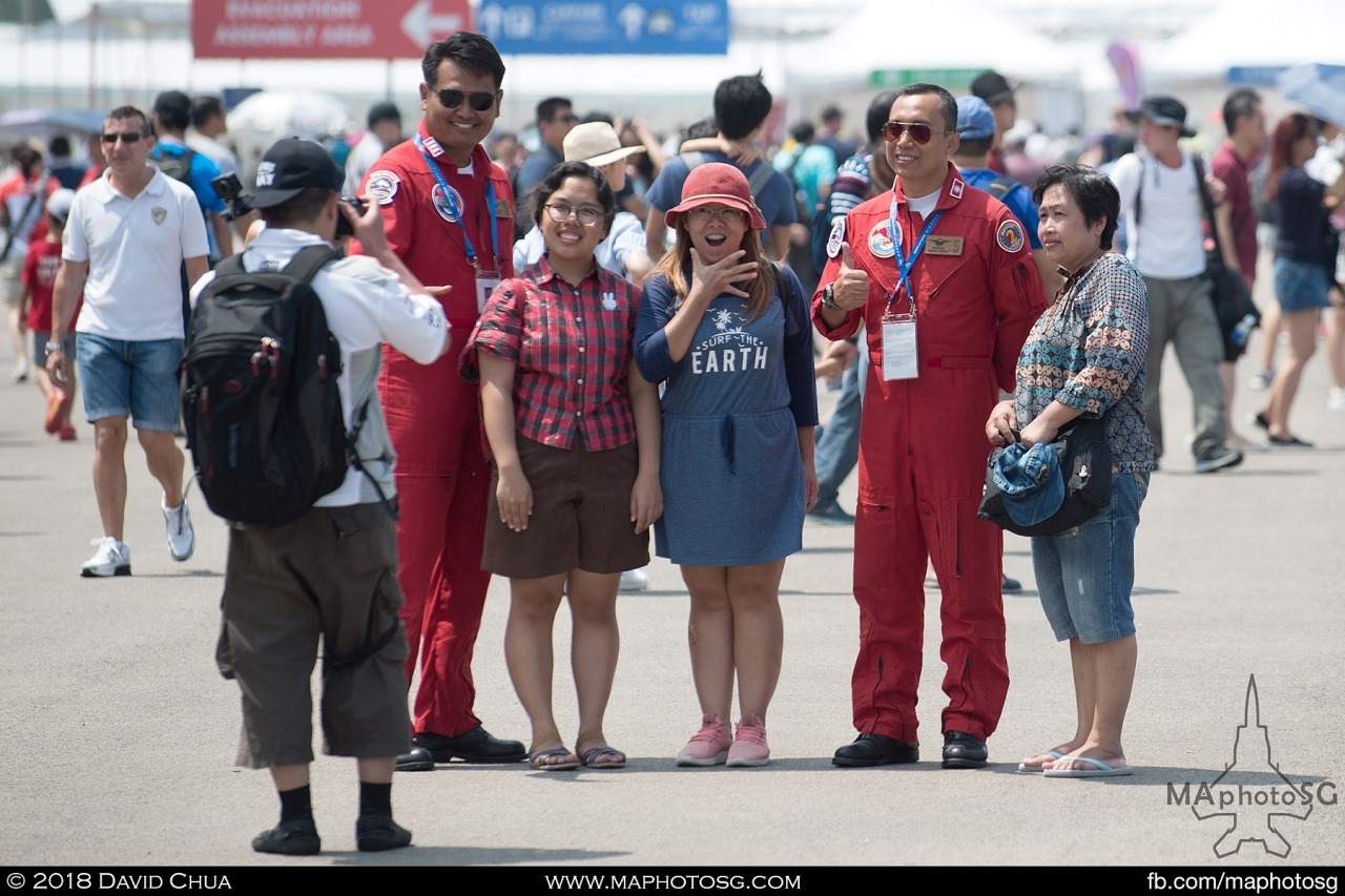 Pilots of the Jupiter Team mixing with the visitors