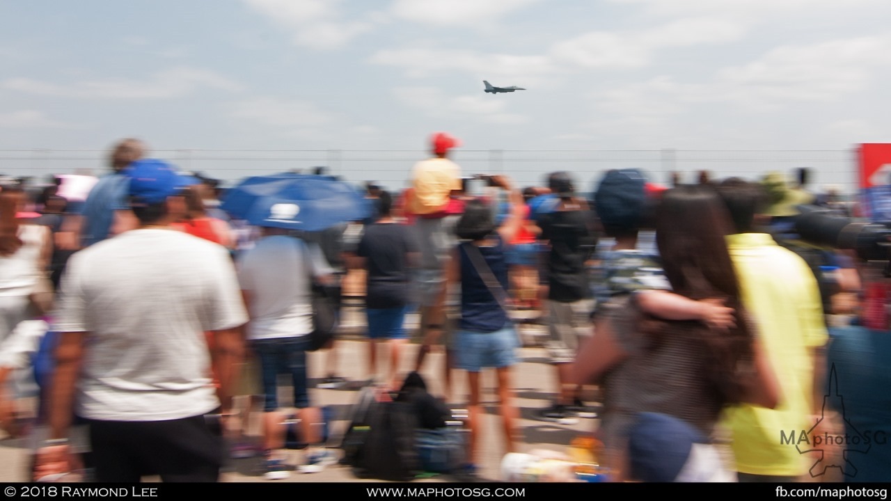 High speed pass by USAF F-16C during one of its aerial display segments