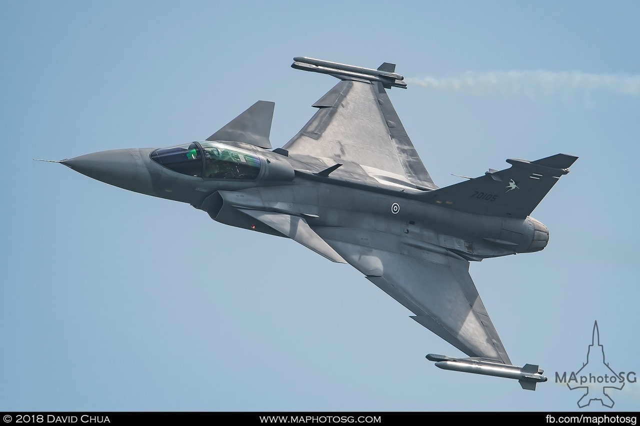 RTAF JAS-39C Gripen during its aerial display performance