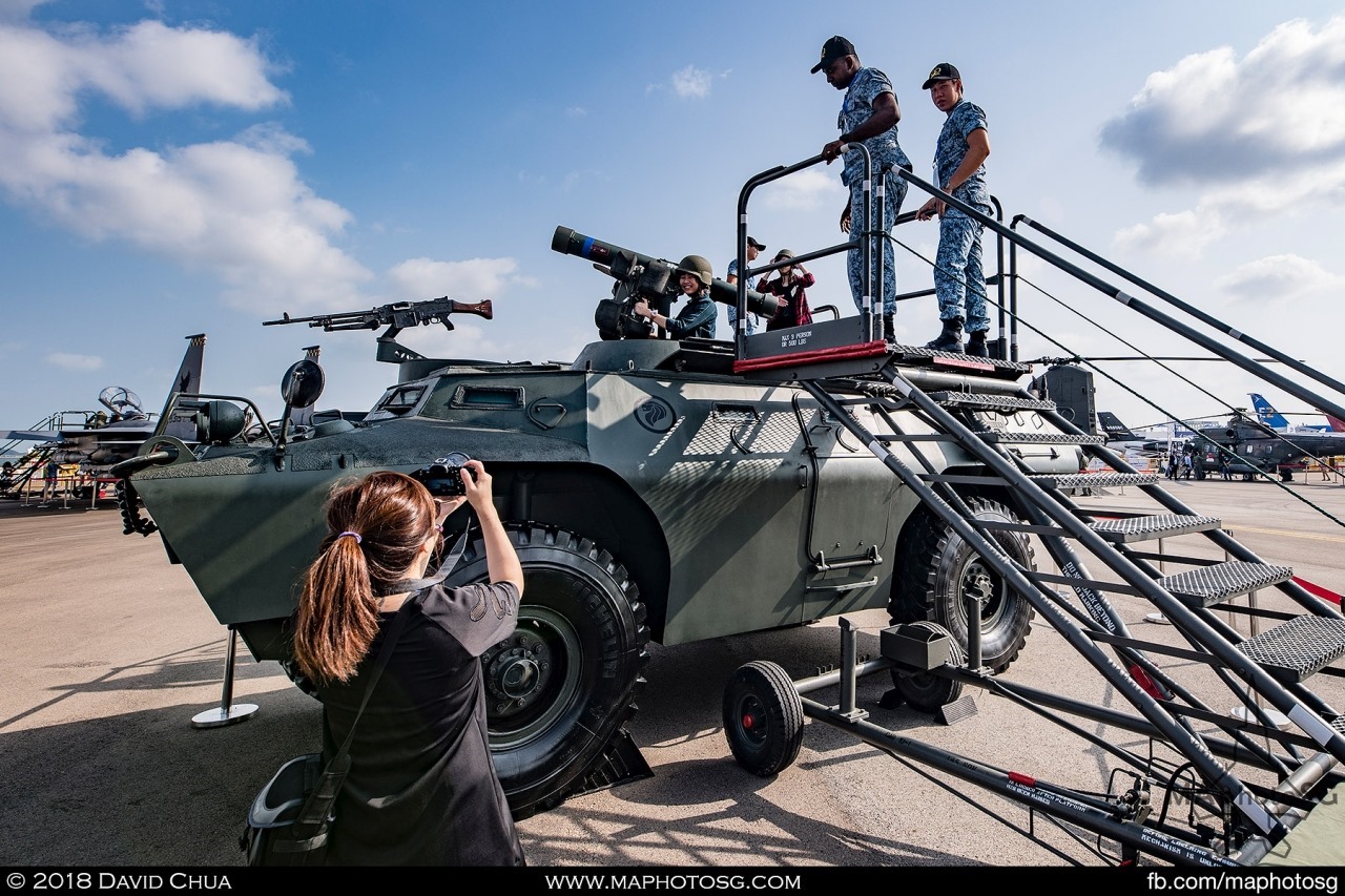 Visitors takes a picture with the RSAF V200 RBS-70