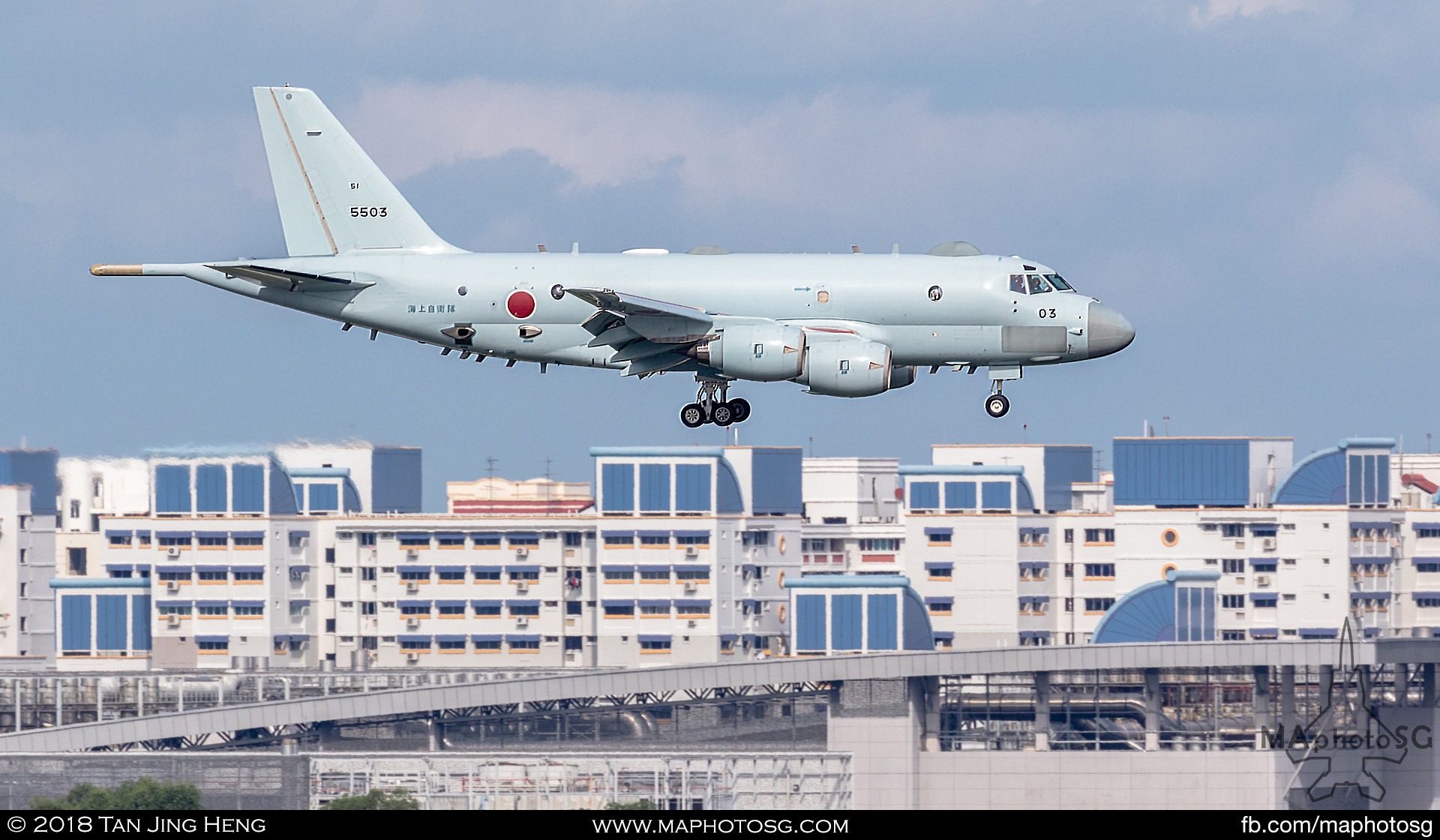 JMSDF Kawasaki P-1 (5503) landing at Paya Lebar Air Base