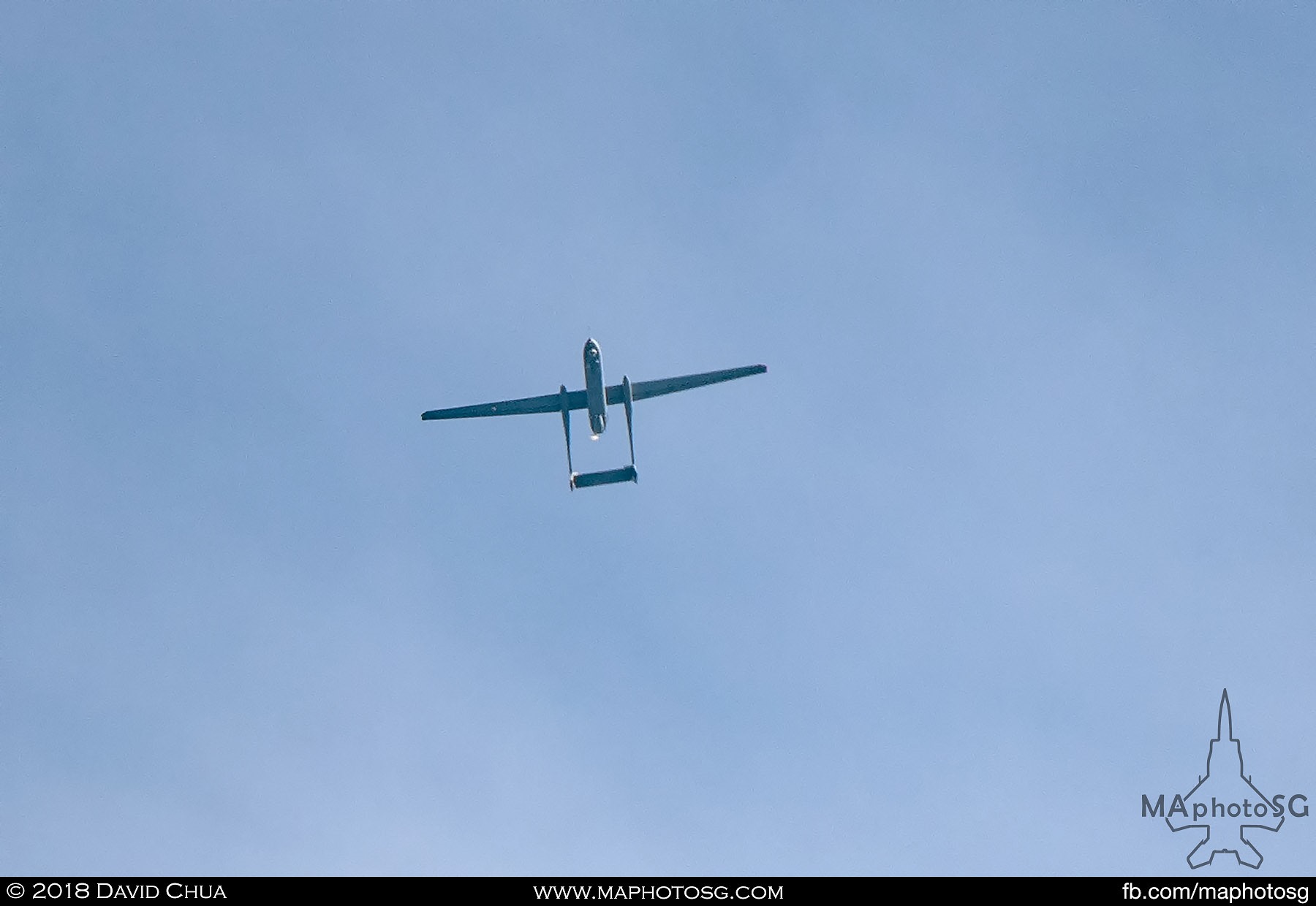 03. High above Marina Bay watching over the parade is the RSAF Heron 1 UAV.