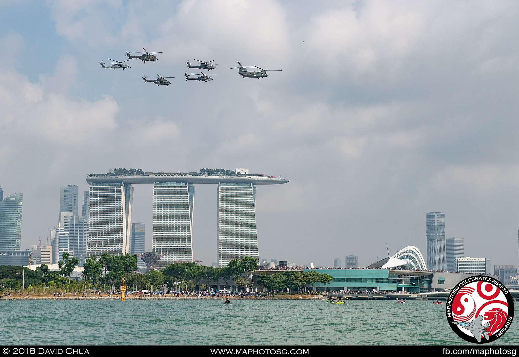 Helicopter Formation with Cityskyline view