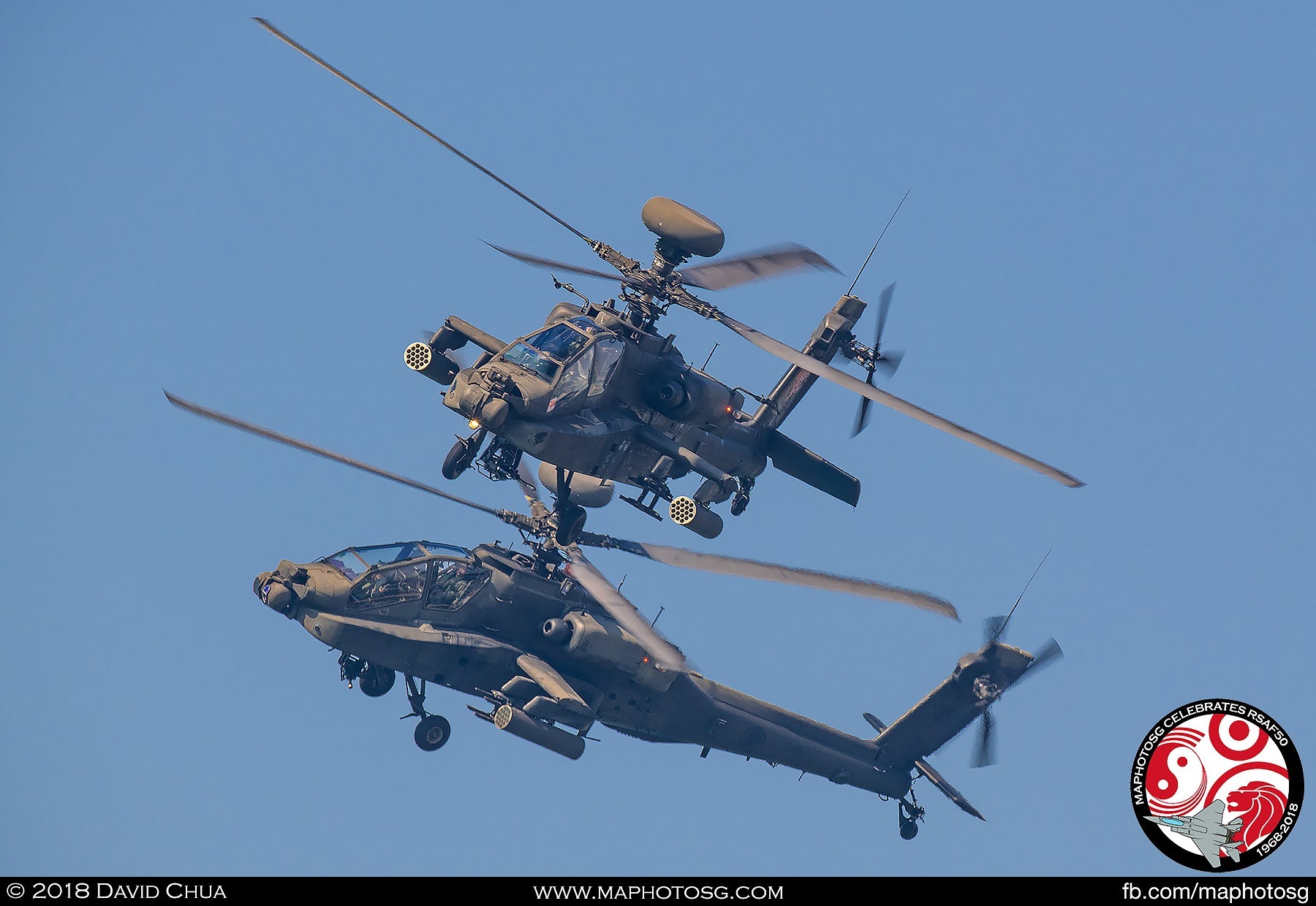 Final shot of the two Apaches as they complete their circle to overfly the crowd in the last show on Sunday.