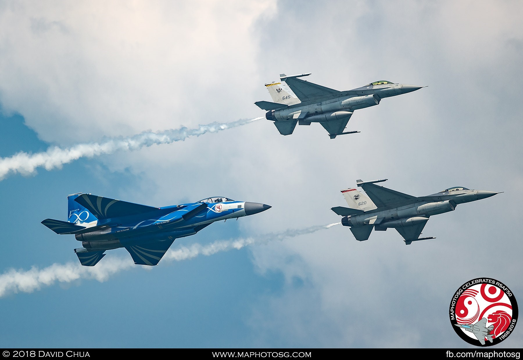 Victory Flypast - The three aircraft approach the show centre from the left in a V formation before rolling onto their left in front of the crowd to exit and setup for the final manoeuvre.