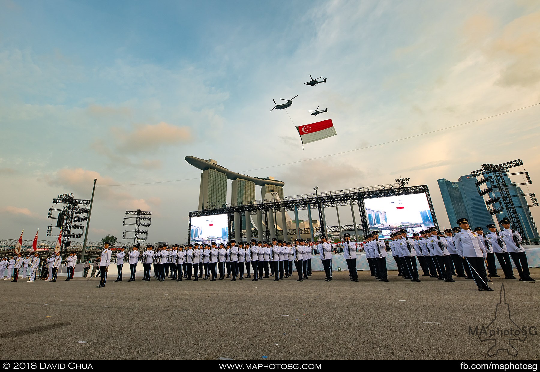 19. State flag fly past the parade as the National Anthem is being played.