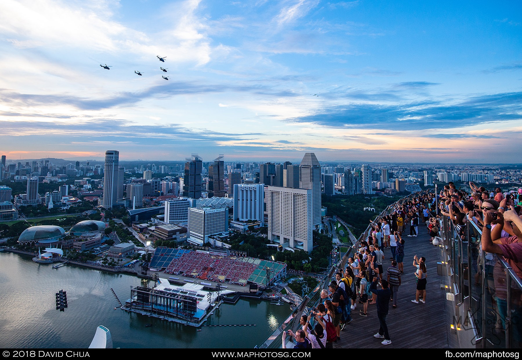 25. RSAF Helicopter formation as viewed from the Marina Bay Sands Skypark.