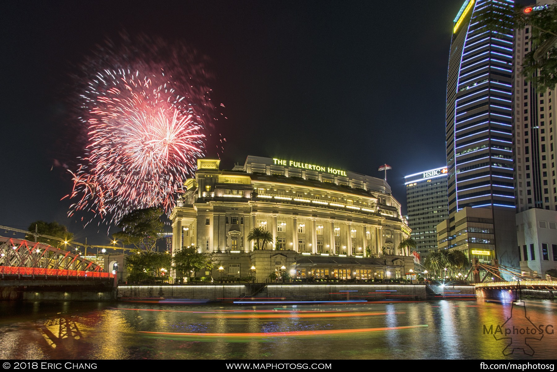 41. Fireworks visible from Fullerton Hotel.