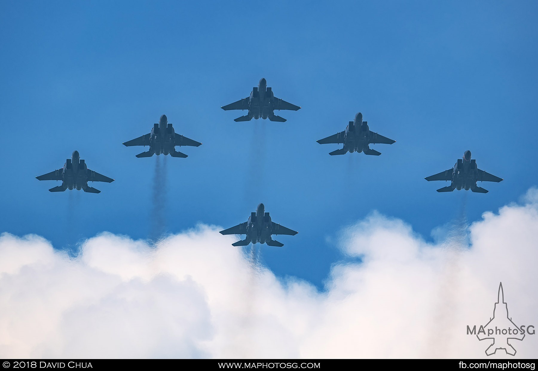 6 F-15SGs from 142 Squadron completed the fly past with a delta formation