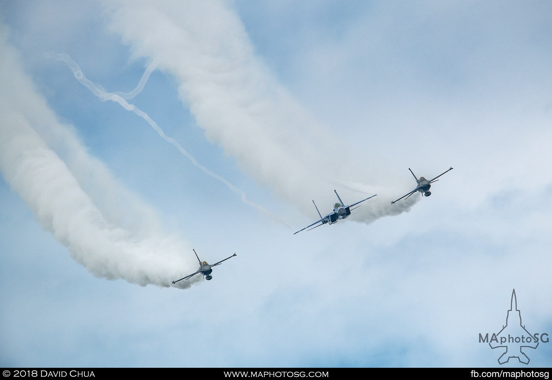 Fighter Aerial Display by RSAF50 livery F-15SG and 2 F-16Cs