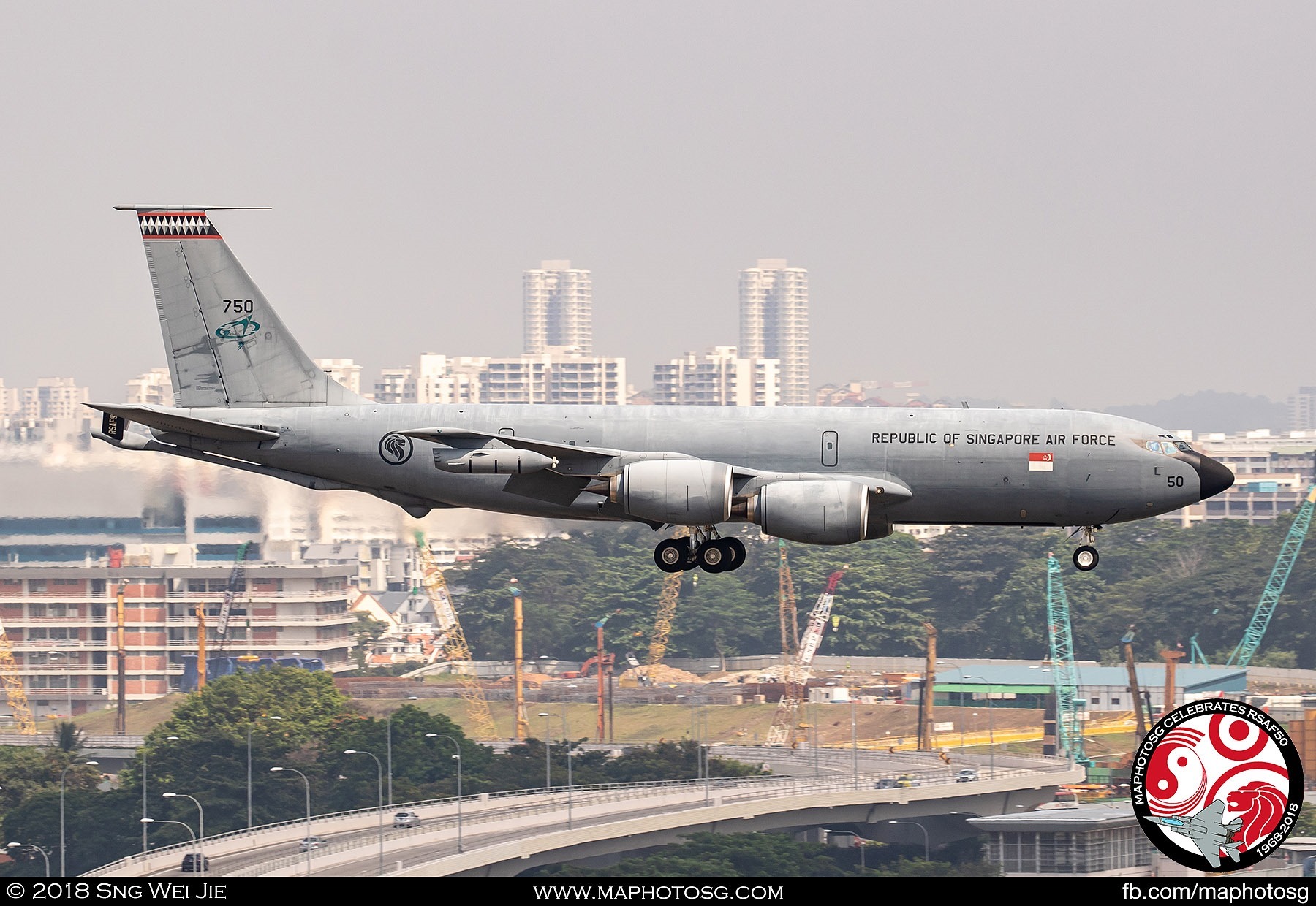 KC-135R Stratotanker on finals to Paya Lebar Air Base after the end of the aerial displays.