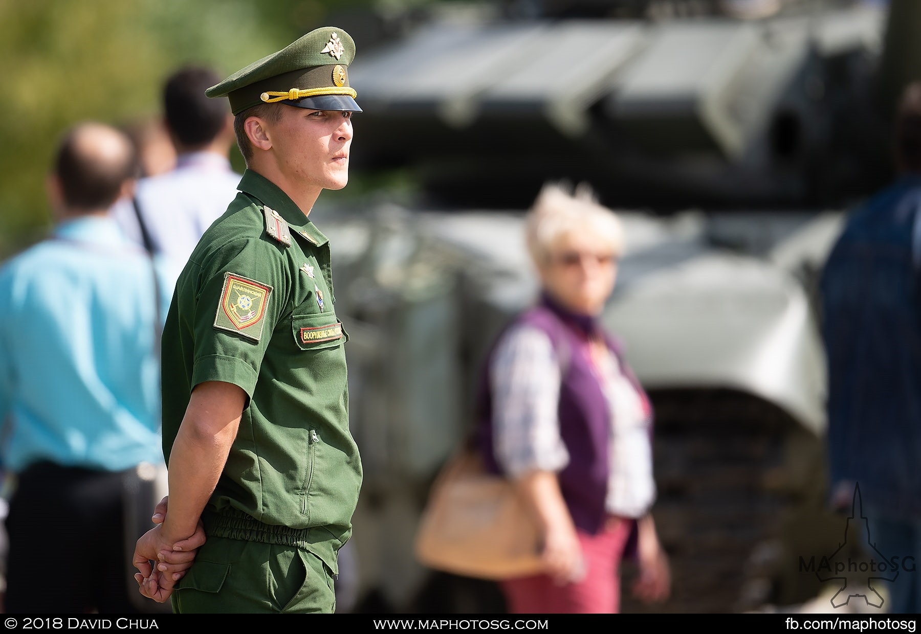 09. Russian soldier watches over static tank displays at the Alabino Live Firing Range.