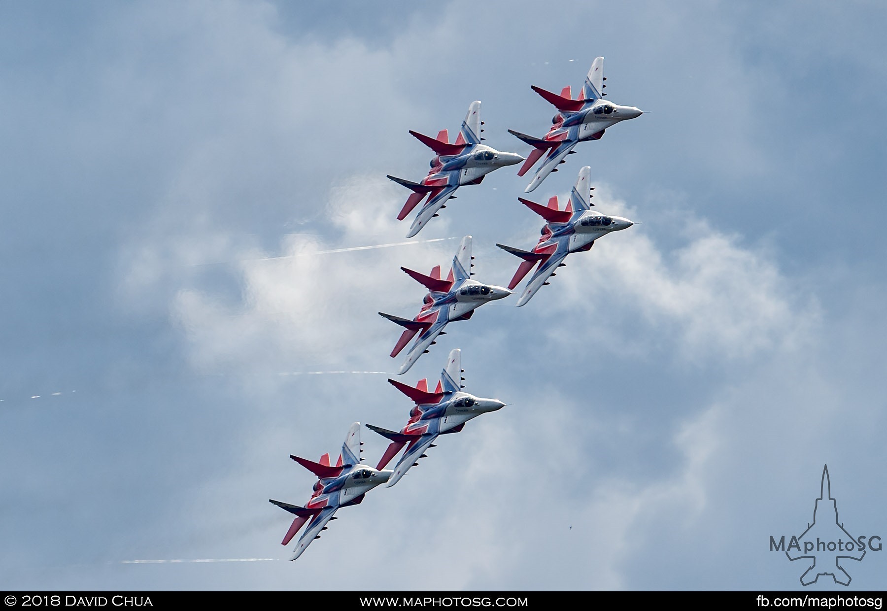 35. Six ship formation of the Swifts as they overfly the Kubinka Airfield