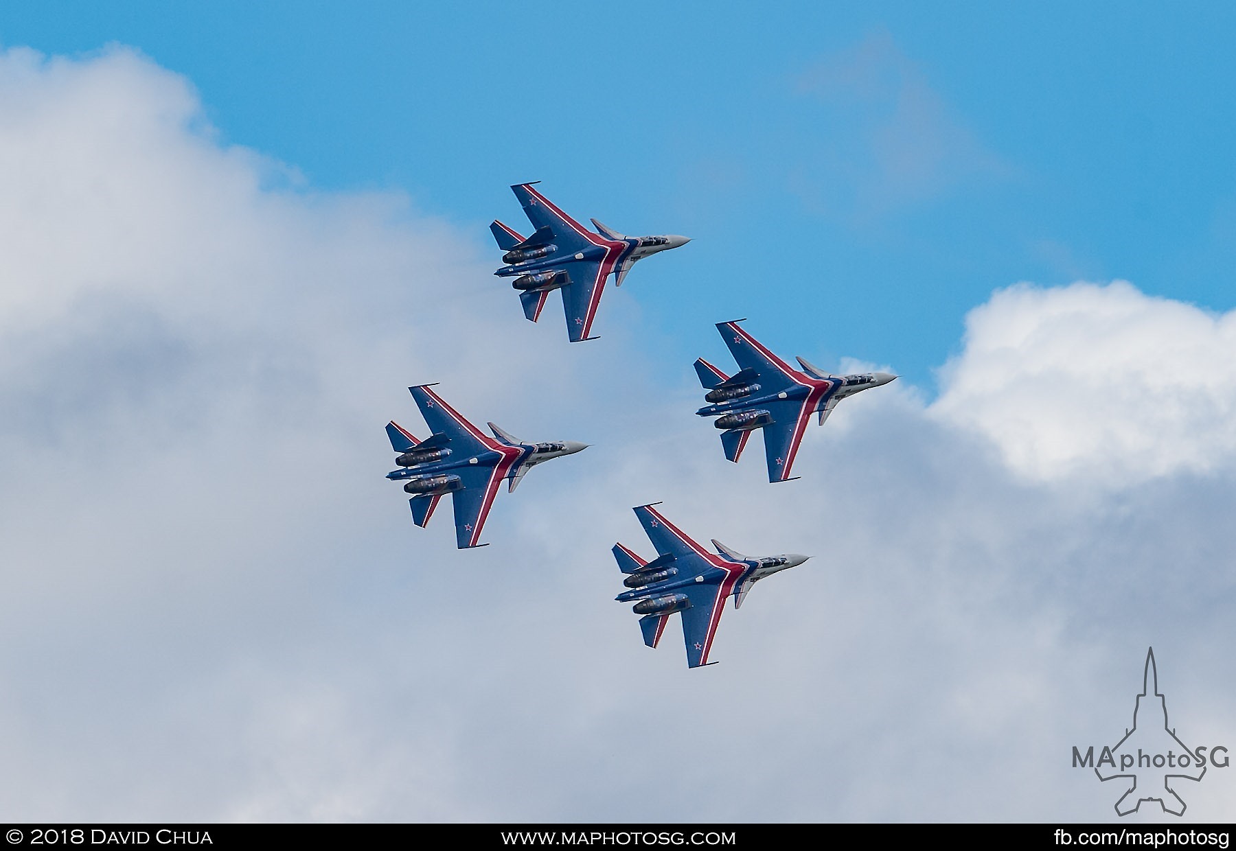 37. Diamond formation of the four Russian Knights Su-27sm "Flankers"