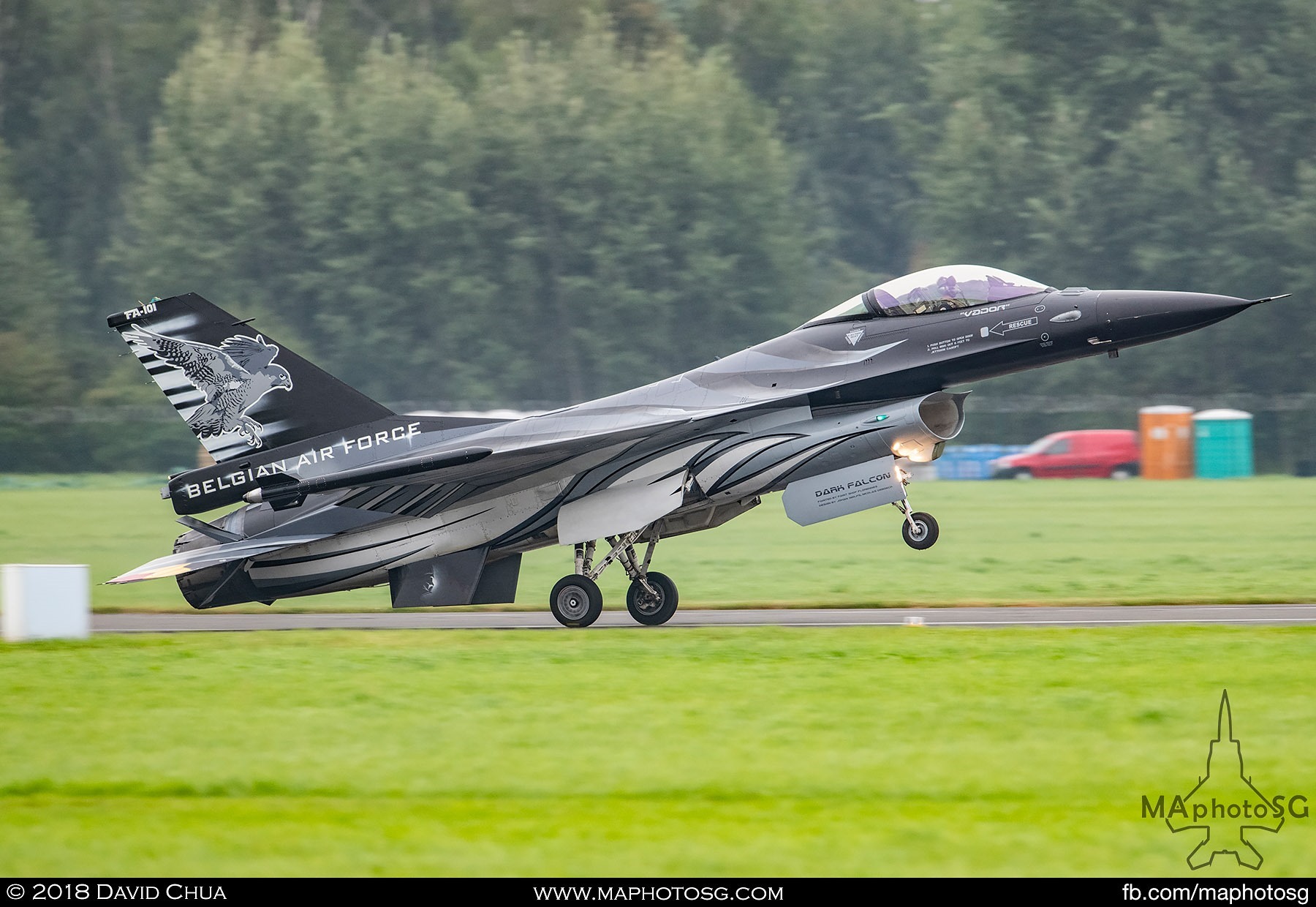 51. Dark Falcon lands after completing his aerial display