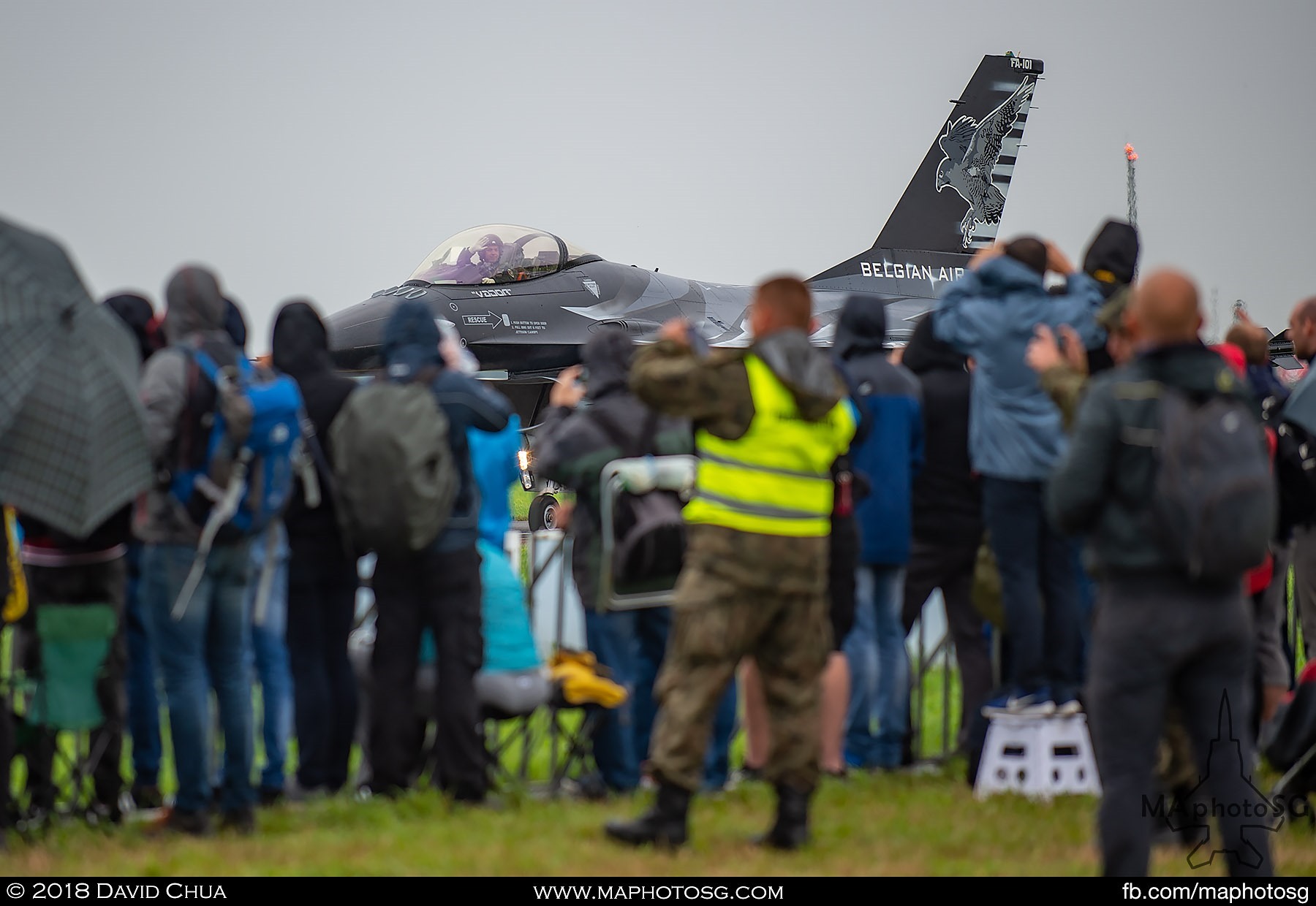 52. Vador waves to the crowd as he taxis slowly past