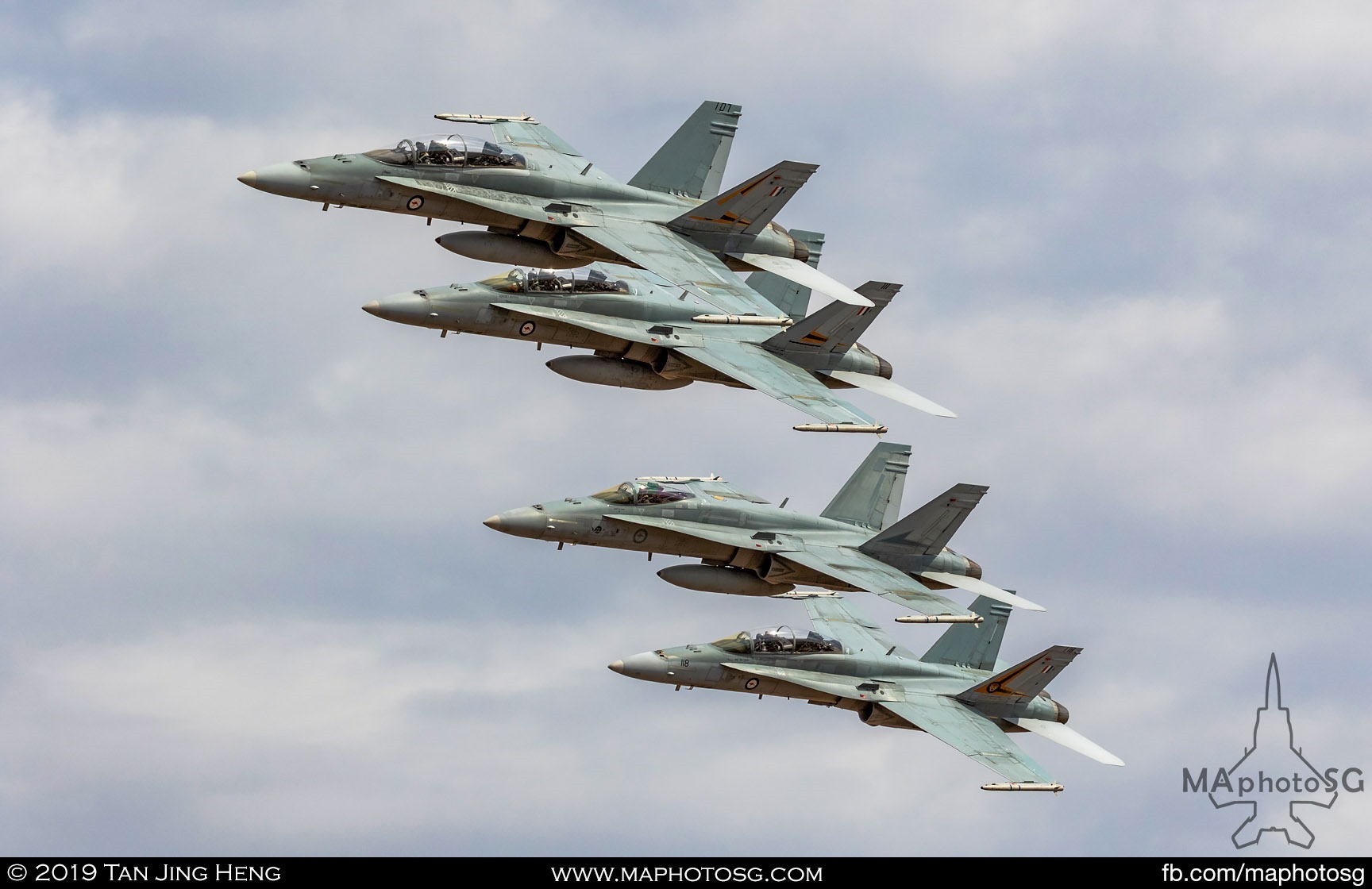 Formation of 4 RAAF F/A-18 Hornets