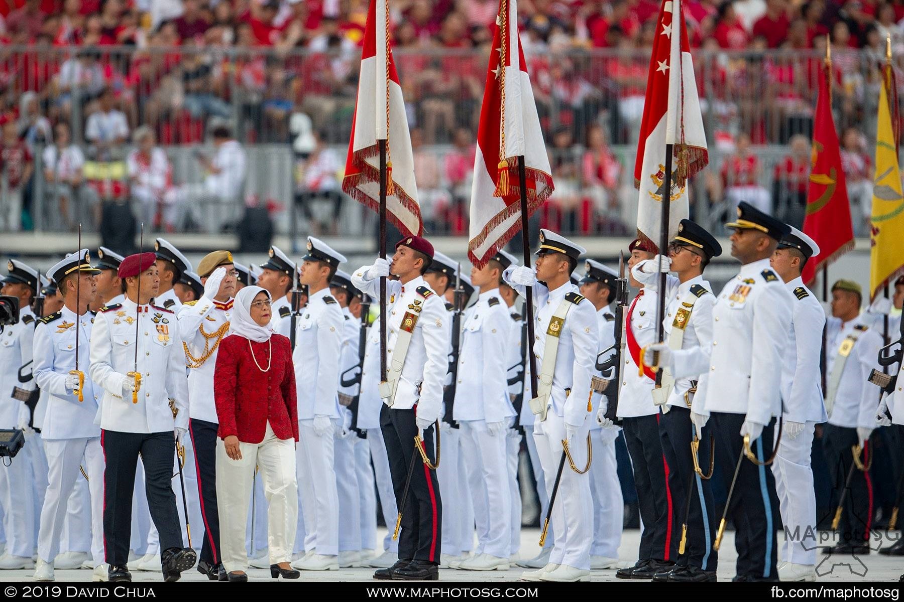 President Halimah Yacob inspecting the Guard of Honour